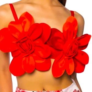 Red floral bralette